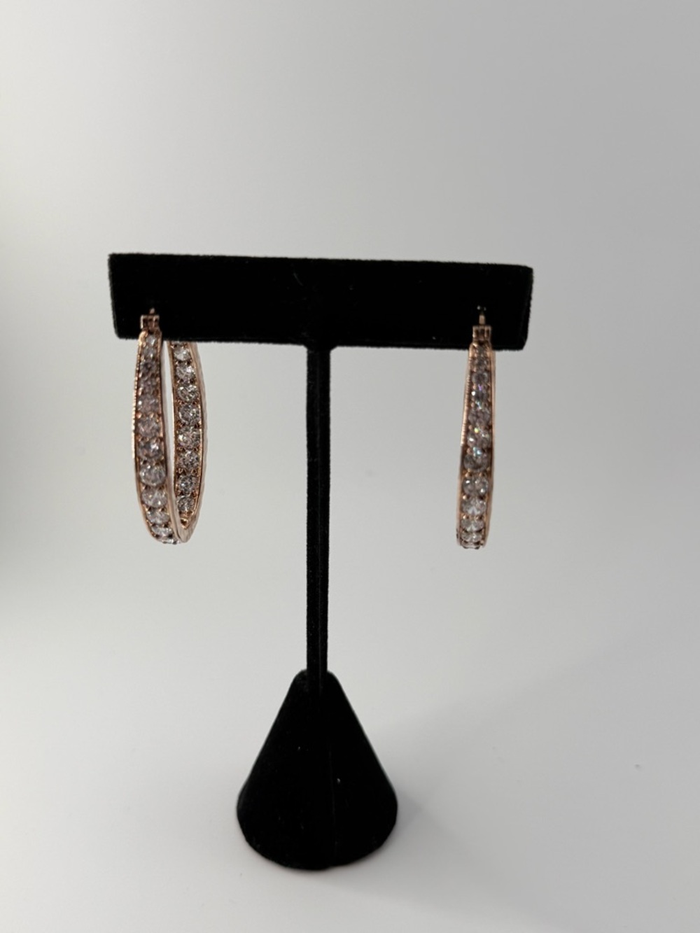 Rose Gold Crystal Hoop Earrings - Elegant Women's Jewelry